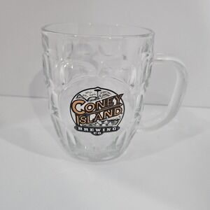 Coney Island Brewing Co Glass Beer Mug 16 Oz Dimpled Glass Collectible USA Made